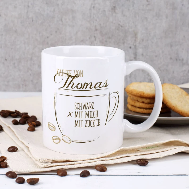 Persönliche Tasse - Kaffee schwarz, mit Milch oder Zucker