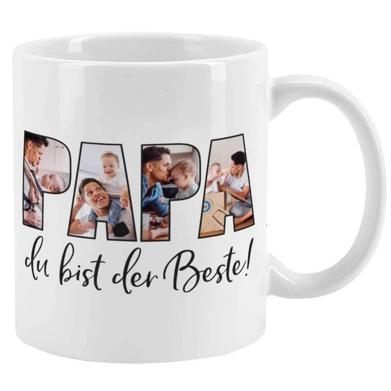 Fototasse - Papa du bist der Beste! - mit 4 Bildern