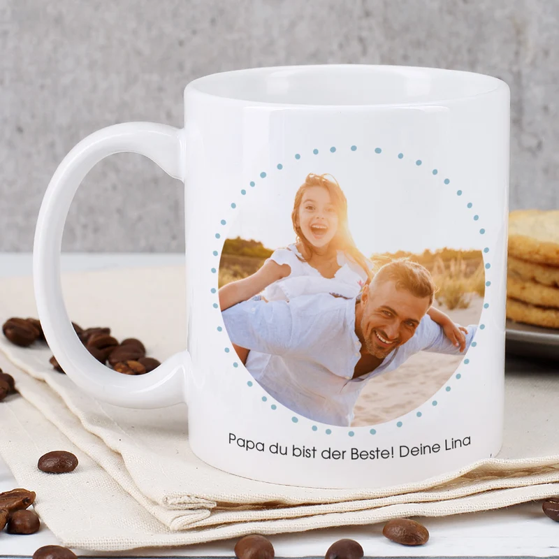 Das größte Glück ist, einen Papa wie Dich zu haben. - Fototasse zum Vatertag