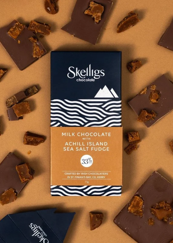 Achill Island Sea Salt Fudge & Milk Chocolate Bar | Skelligs Chocolate