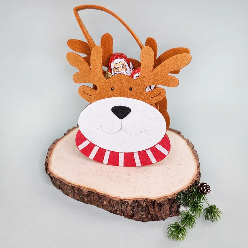 Geschenktasche aus Filz zu Weinachten mit verschiedenen Motiven und Tragegriff