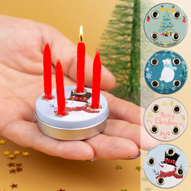 Mini Adventskranz zu Weihnachten mit verschiedenen Motiven inkl. Kerzen