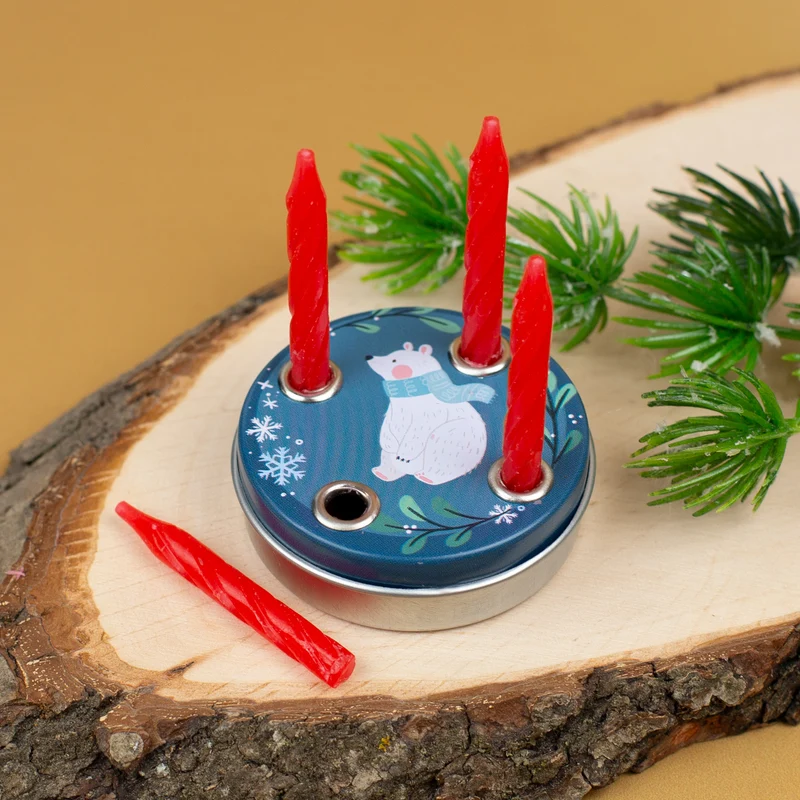 Mini Adventskranz zu Weihnachten mit verschiedenen Motiven inkl. Kerzen