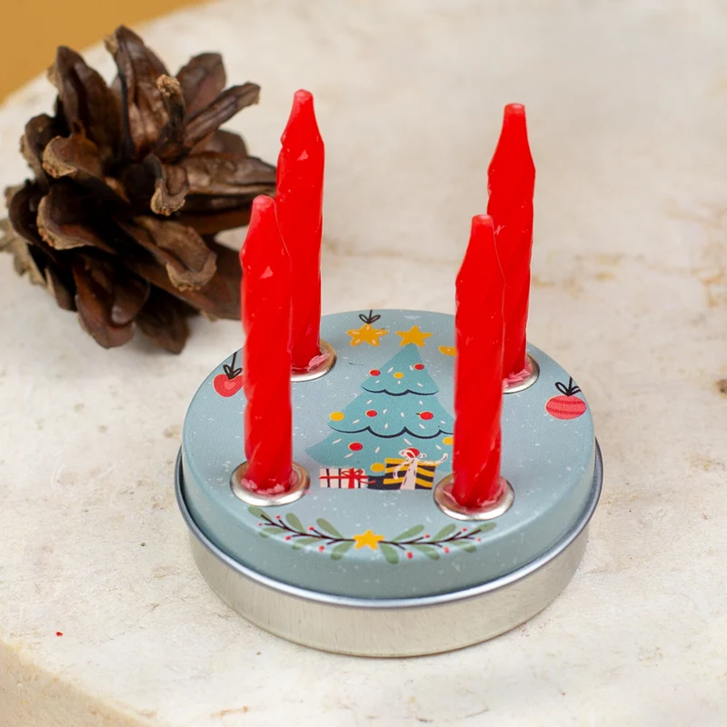 Mini Adventskranz zu Weihnachten mit verschiedenen Motiven inkl. Kerzen