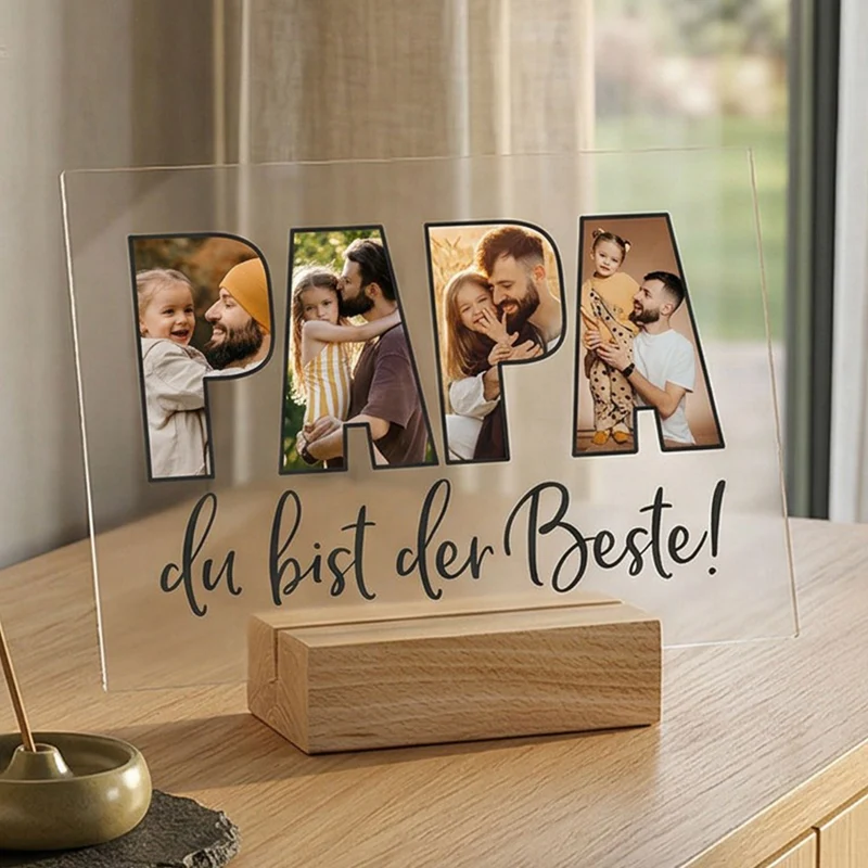 Acrylglas personalisiert mit 3 eigenen Fotos | Acrylbild als Geschenk für den besten Papa