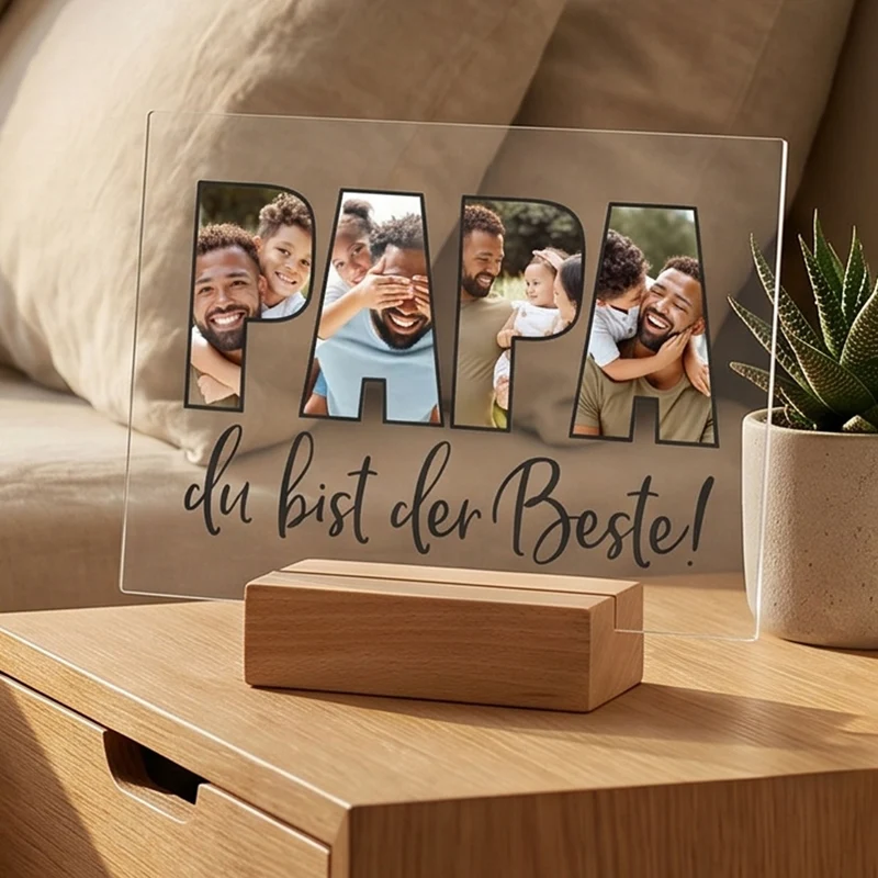 Acrylglas personalisiert mit 3 eigenen Fotos | Acrylbild als Geschenk für den besten Papa