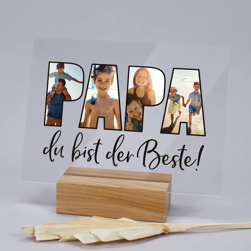 Acrylglas personalisiert mit 3 eigenen Fotos | Acrylbild als Geschenk für den besten Papa