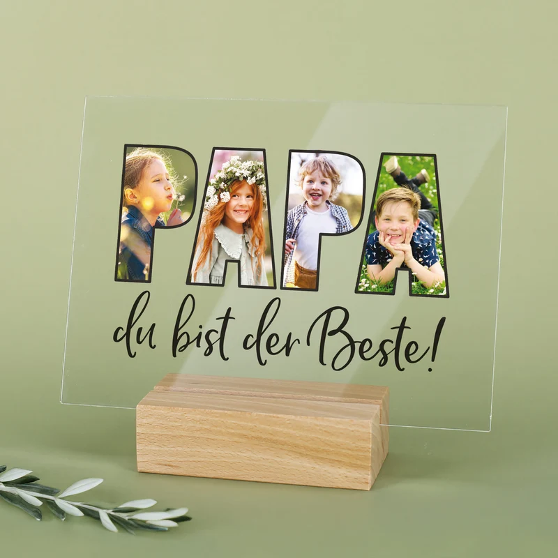 Acrylglas personalisiert mit 3 eigenen Fotos | Acrylbild als Geschenk für den besten Papa