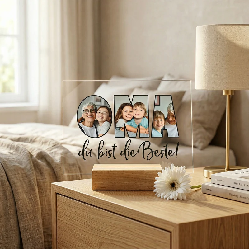 Personalisiertes Acrylbild mit 3 eigenen Fotos | Acrylglas als Geschenk für die beste Oma