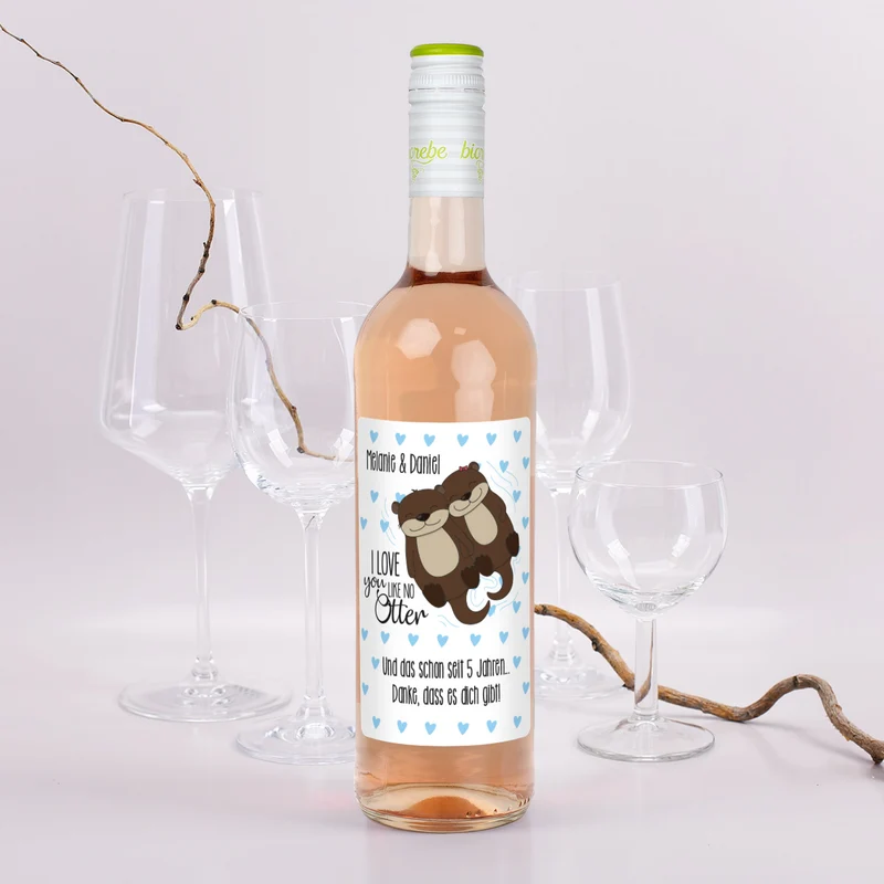 I love you like no Otter Weinflasche mit Namen und Wunschtext | Biorebe als Geschenk