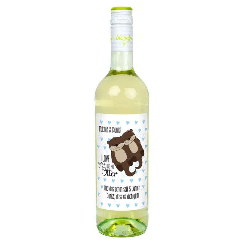 I love you like no Otter Weinflasche mit Namen und Wunschtext | Biorebe als Geschenk