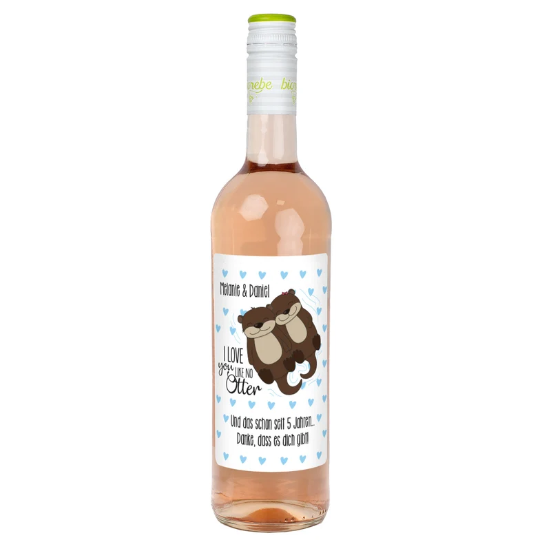 I love you like no Otter Weinflasche mit Namen und Wunschtext | Biorebe als Geschenk