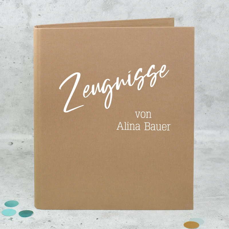 Personalisierte Dokumentenmappe aus Leinen mit Name und Wunschtext | Farbauswahl