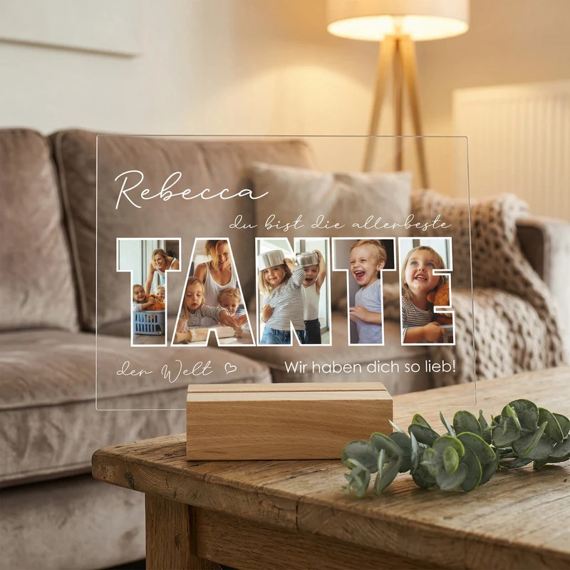 Acrylglas mit 5 eigenen Fotos, Name & Text | Geschenk für die beste Tante