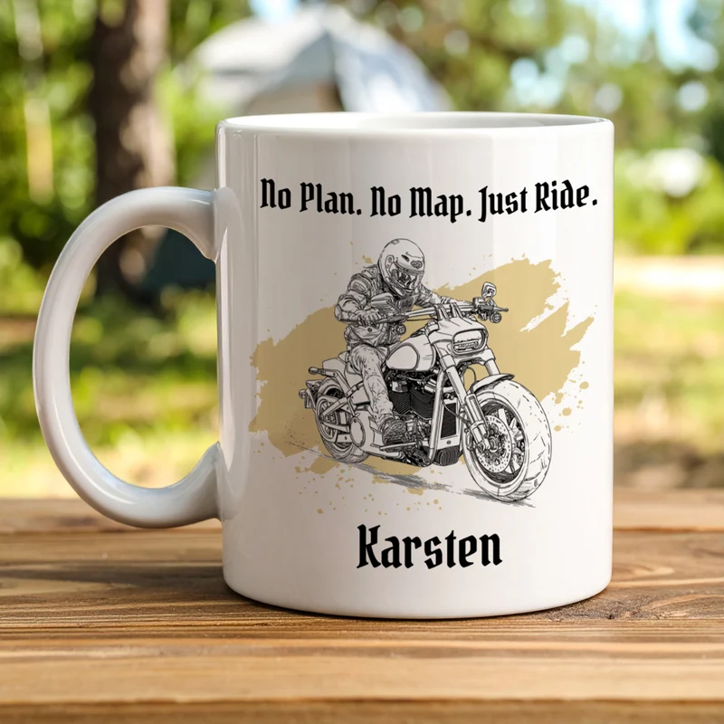 Personalisierte Keramiktasse mit Cruiser & Chopper Bike Motiven | Geschenk für Motorradfahrer