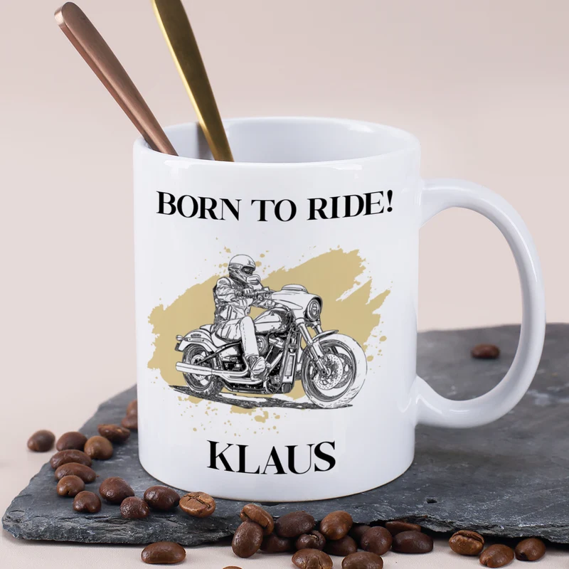 Personalisierte Keramiktasse mit Cruiser & Chopper Bike Motiven | Geschenk für Motorradfahrer