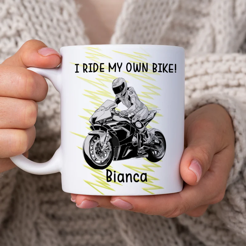 Tasse mit Superbike und Sport Bike Motiven, personalisiert mit Name und Wunschtext | Geschenk für Motorradfahrer