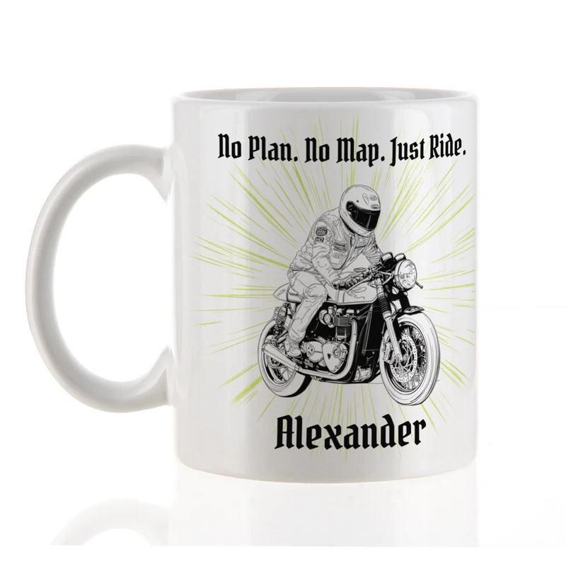 Tasse mit Classic Retro Bike Motiven personalisiert aus Keramik | Geschenk für Motorradfahrer
