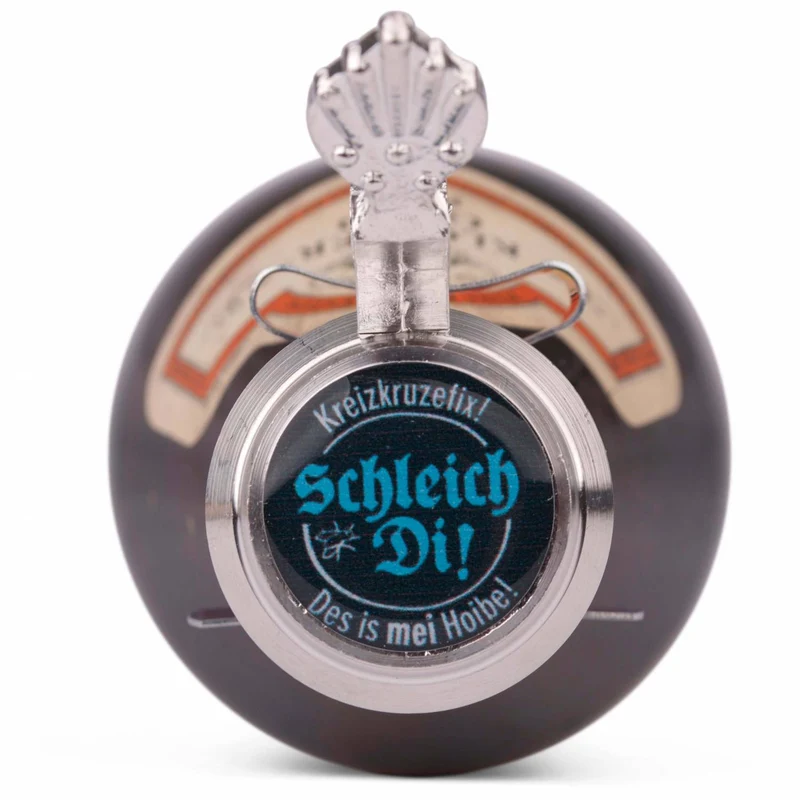 Bierflaschen Zinndeckel "Schleich di!"