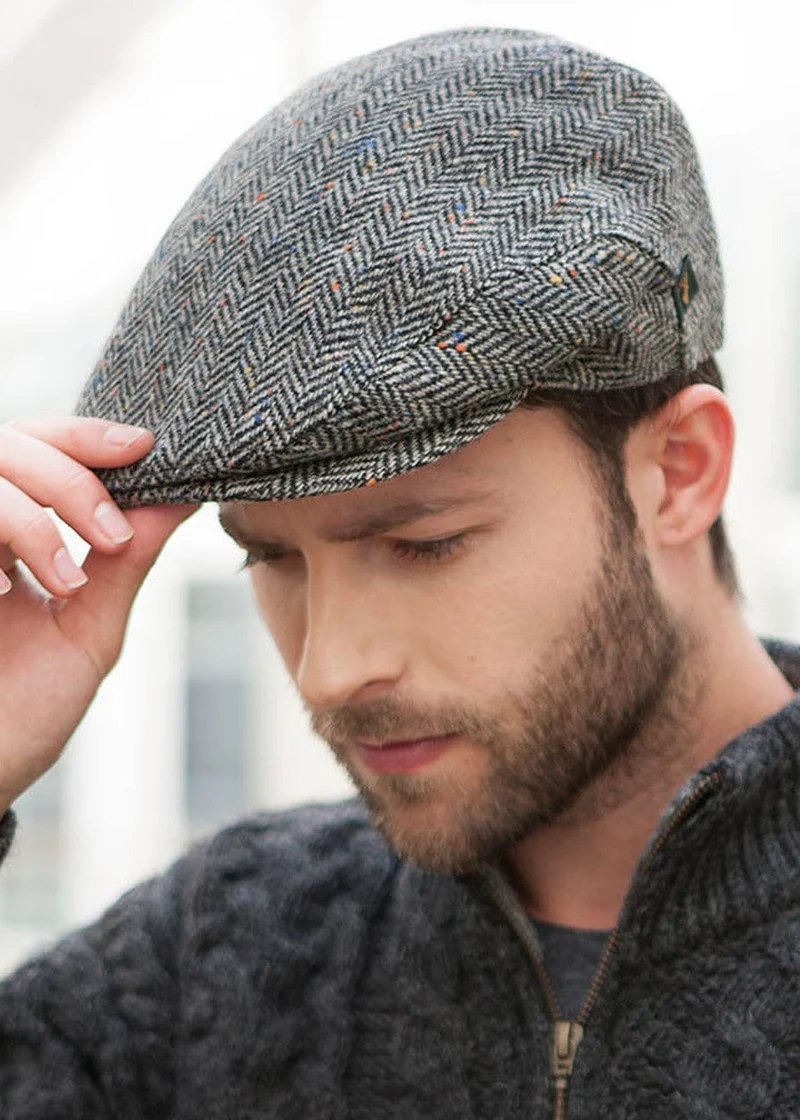 Mucros Trinity Cap | Premium Wool Herringbone Flat Cap