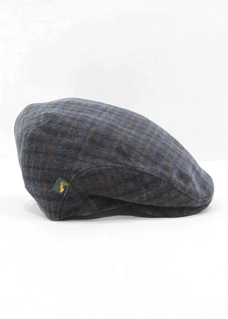 Mucros Trinity Cap | Premium Handwoven Wool Tweed | Charcoal Check