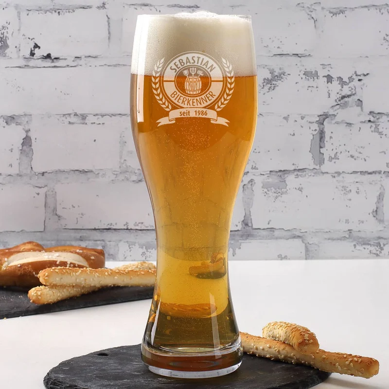 Personalisiertes Leonardo Weizen-Bierglas Bierkenner in zwei Größen