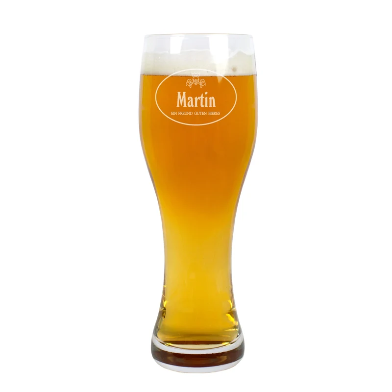 Weizenbierglas mit Wunschname - Ein Freund guten Bieres - 2 Größen wählbar