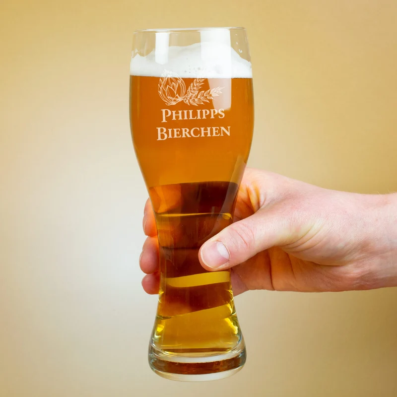 Weizenglas Bierchen mit Ihrem Wunschnamen in zwei Größen