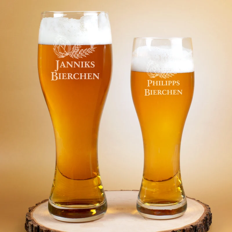 Weizenglas Bierchen mit Ihrem Wunschnamen in zwei Größen