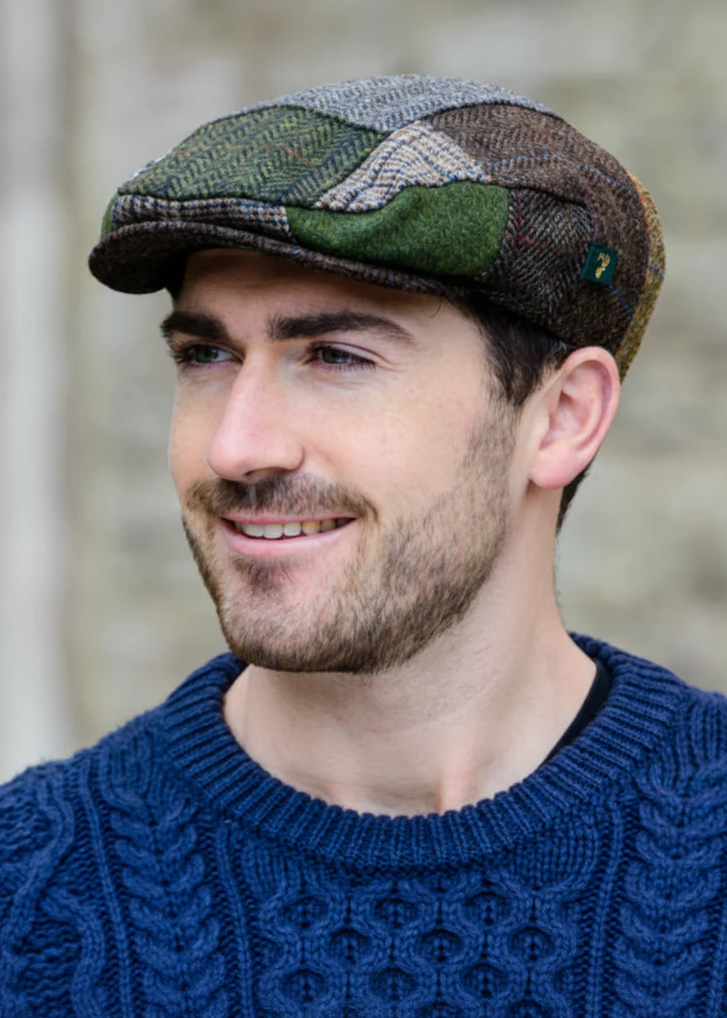 Mucros Trinity Cap | Handwoven Wool Flat Cap - Patch B