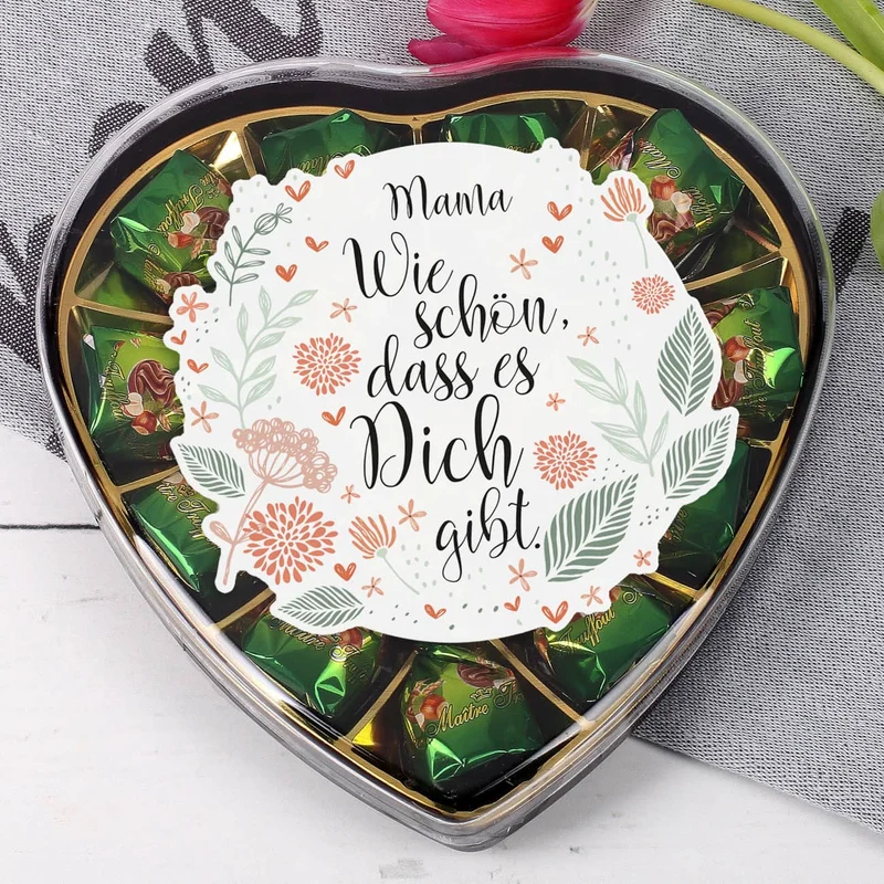 Pralinenherz - Wie schön, dass es Dich gibt - mit Name