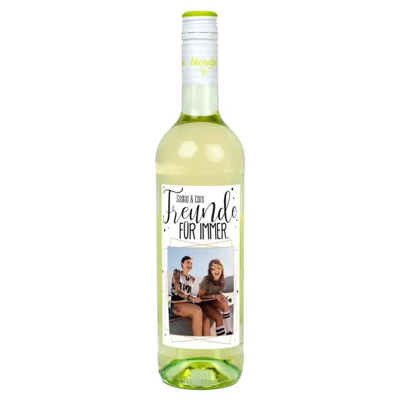 Freunde für immer - Biorebe Wein mit persönlichem Etikett - Rotwein, Weißwein, Rosé