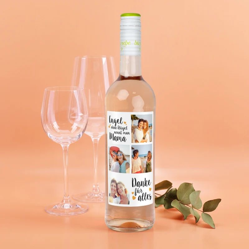 Biorebe Wein - Engel ohne Flügel - mit Ihren 4 Lieblingsfotos personalisiert