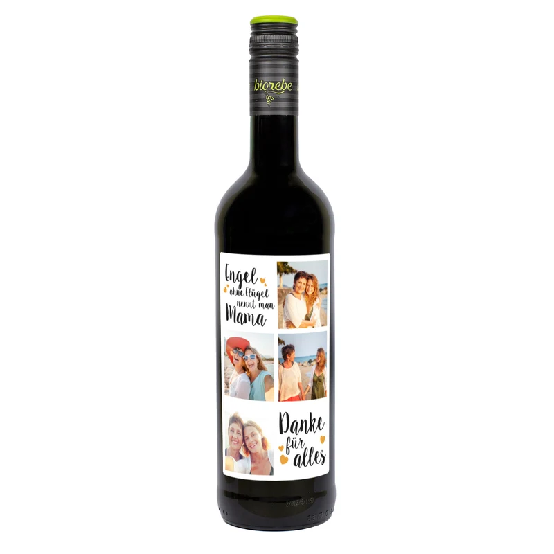 Biorebe Wein - Engel ohne Flügel - mit Ihren 4 Lieblingsfotos personalisiert