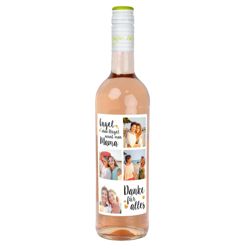 Biorebe Wein - Engel ohne Flügel - mit Ihren 4 Lieblingsfotos personalisiert