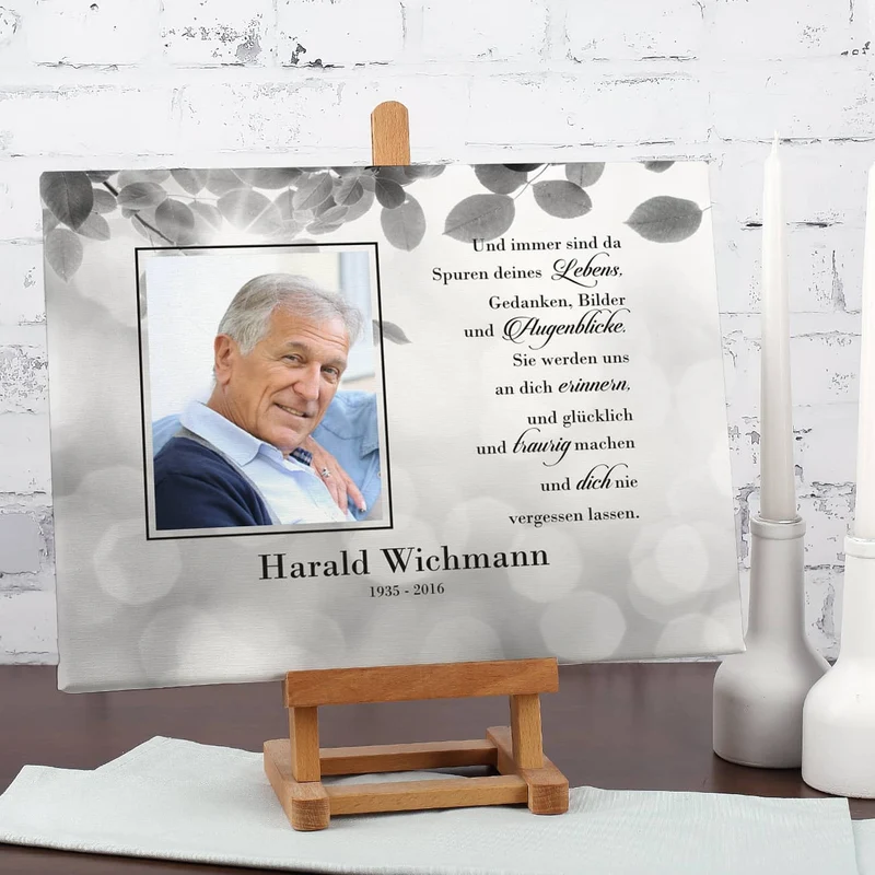 Foto-Leinwand 40 x 30 cm zum Gedenken an einen lieben Verstorbenen