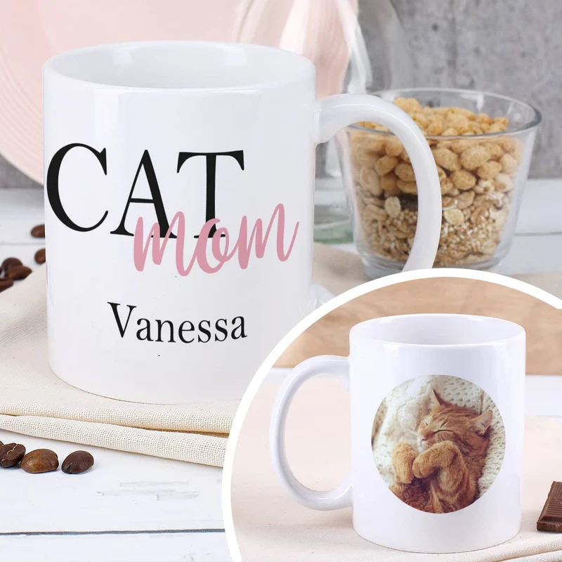Fototasse Cat Mom | Cat Dad mit Ihrem Wunschnamen