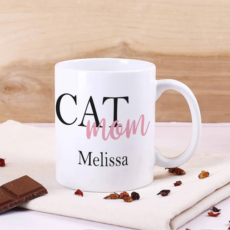 Fototasse Cat Mom | Cat Dad mit Ihrem Wunschnamen