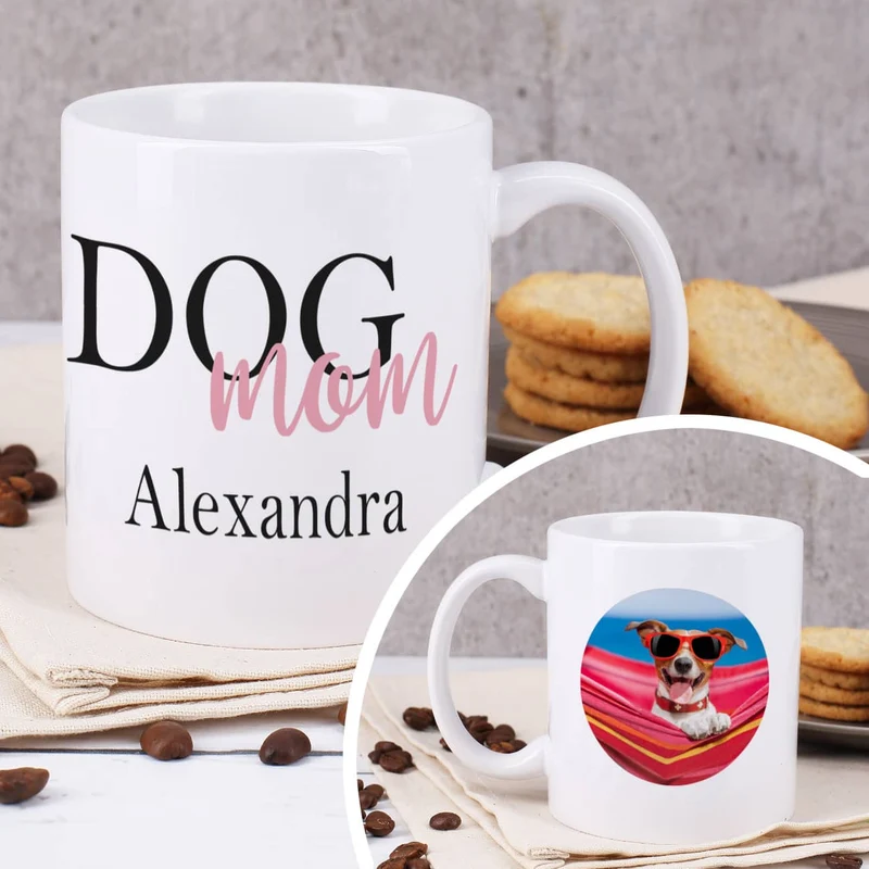 Dog Mom | Dog Dad - Fototasse mit Ihrem Wunschnamen