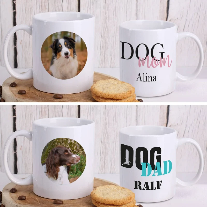 Dog Mom | Dog Dad - Fototasse mit Ihrem Wunschnamen