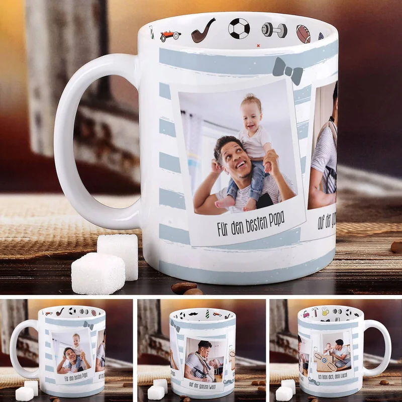 Polaroid Fototasse für den besten Papa der Welt - Innen und außen bedruckt