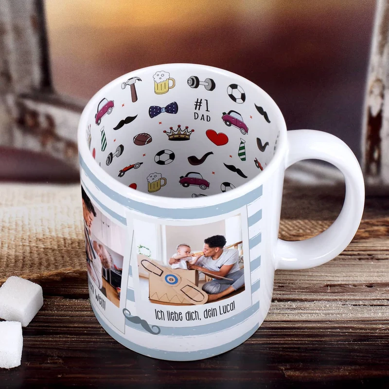 Polaroid Fototasse für den besten Papa der Welt - Innen und außen bedruckt