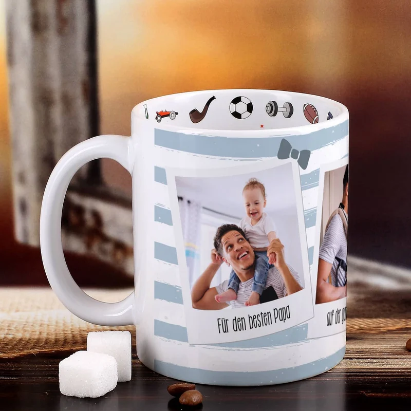 Polaroid Fototasse für den besten Papa der Welt - Innen und außen bedruckt