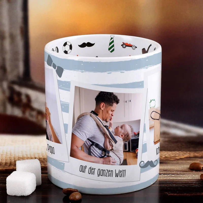 Polaroid Fototasse für den besten Papa der Welt - Innen und außen bedruckt