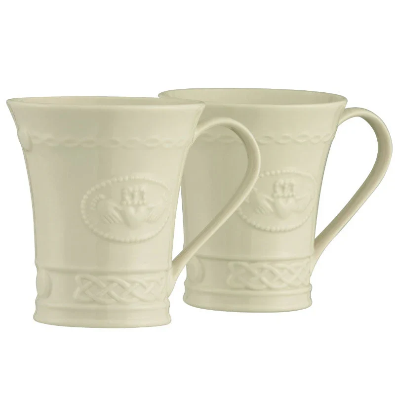 Belleek Classic Claddagh 10Oz Mug Pair