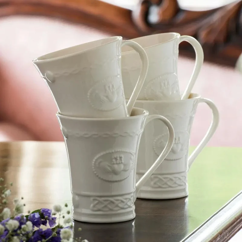 Belleek Classic Claddagh 10Oz Mug Set (Set of 4)