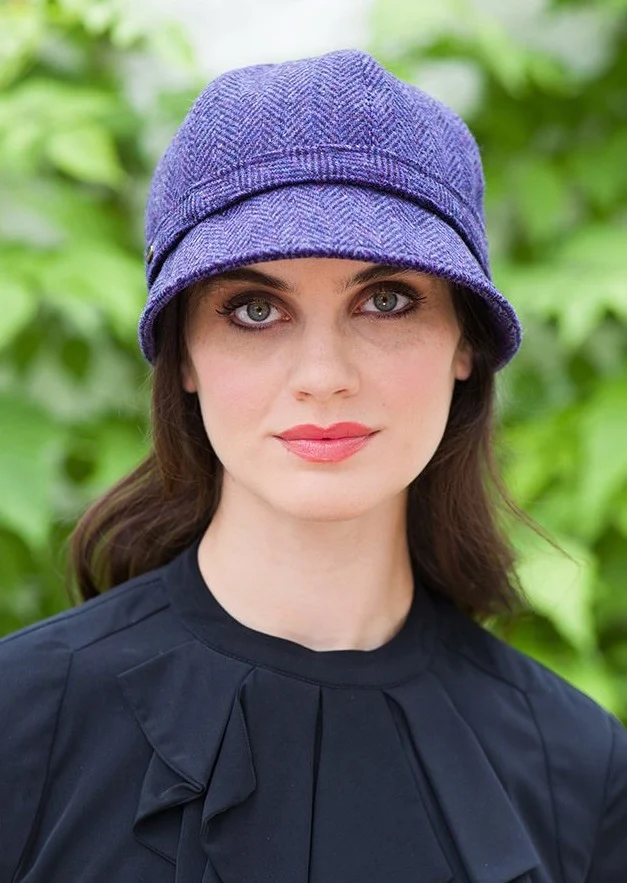 Mucros Flapper Cap | Premium Purple Herringbone Wool
