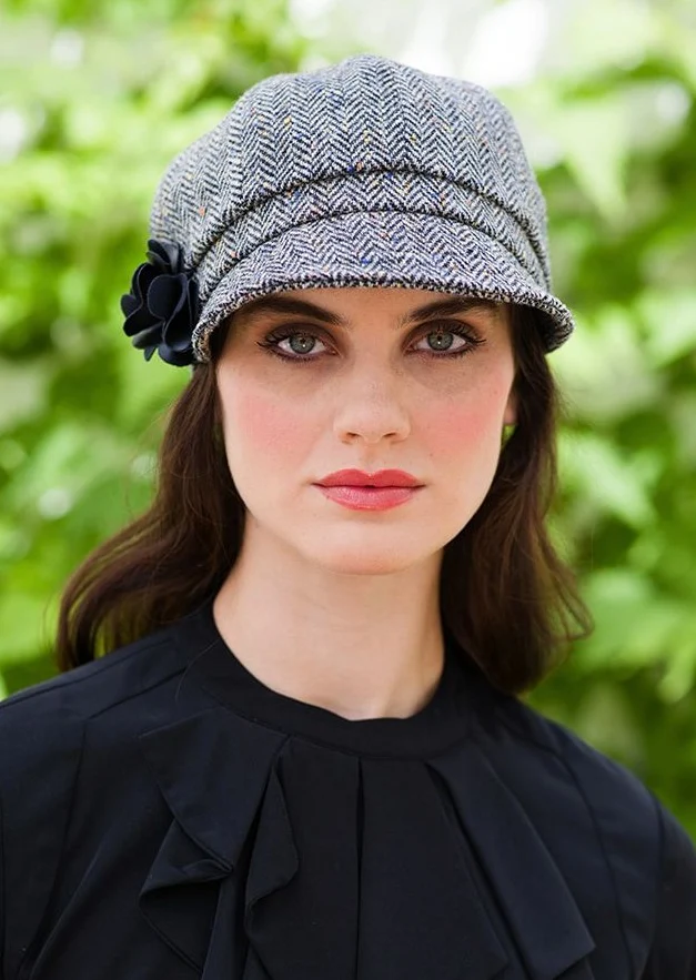 Mucros Gray Herringbone Newsboy Hat
