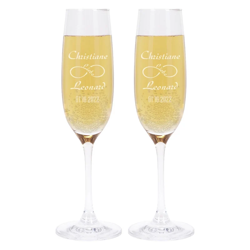 2 Sektgläser zur Hochzeit mit Gravur unendliche Liebe