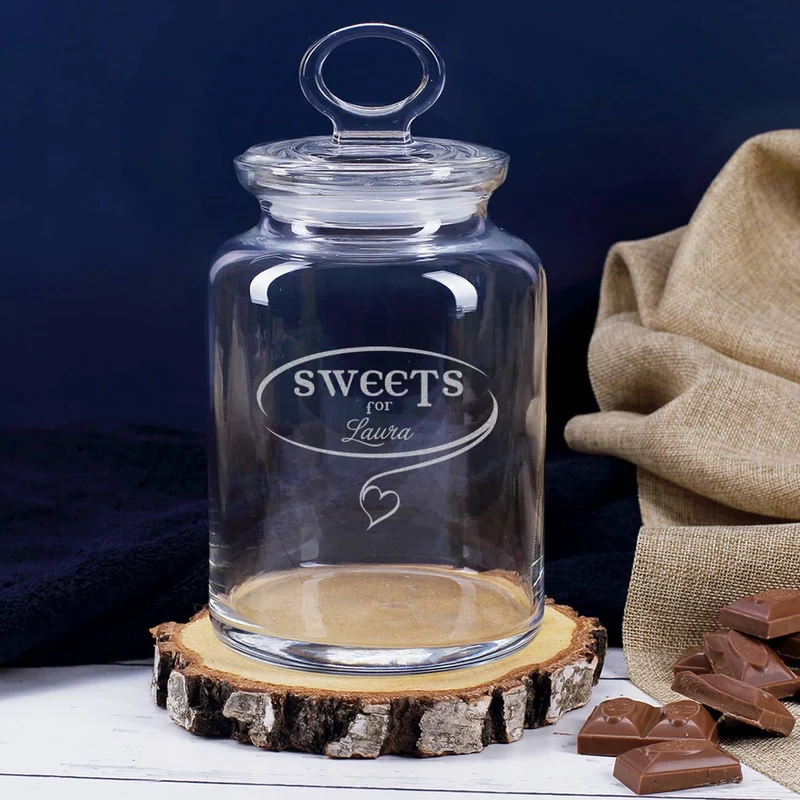 Gravierte Glasdose Sweets for... mit Wunschname